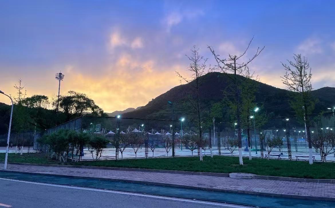 Campus landscape at dusk